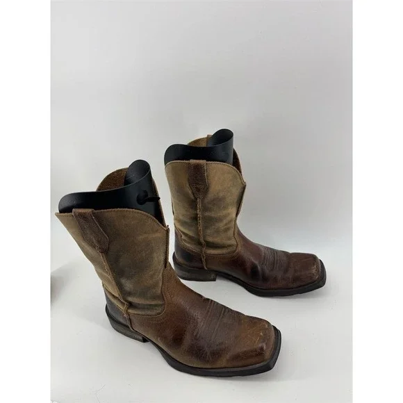 Ariat Men's Rambler Western Cowboy‎ Boots Brown Size 10D Square Toe - Picture 2 of 14